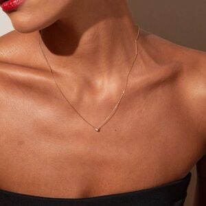 14k Small Diamond Bezel Necklace